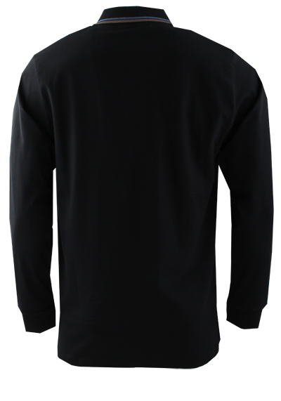 REDMOND Poloshirt Comfort Fit Langarm Polokragen geknpft schwarz
