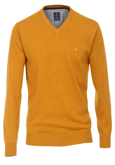 REDMOND Casual Pullover V-Ausschnitt ocker