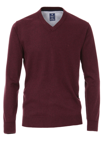 REDMOND Casual Pullover V-Ausschnitt dunkelrot