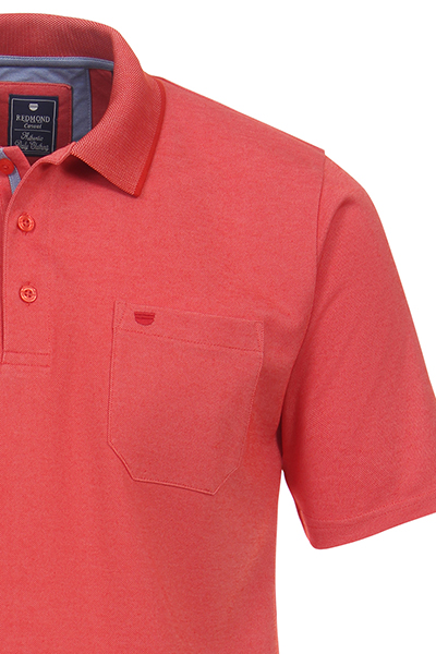 REDMOND Polo Shirt Hemdkragen Kurzarm Brusttasche Uni orangerot