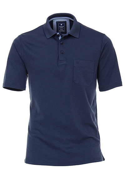 REDMOND Polo Shirt Hemdkragen Kurzarm Brusttasche Uni nachtblau