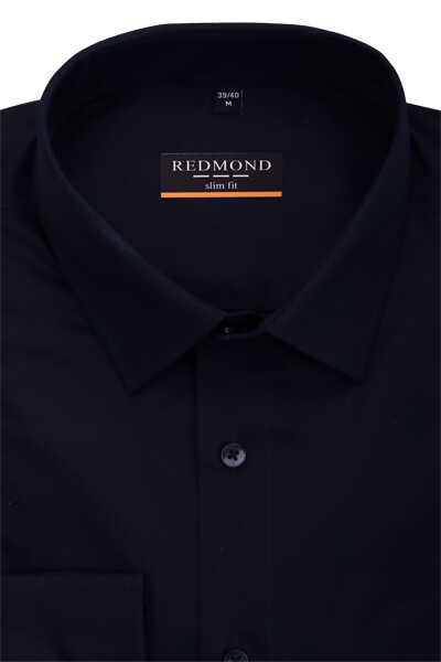 REDMOND Slim Fit Hemd Langarm New Kent Kragen nachtblau