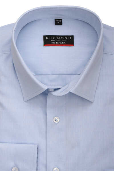 REDMOND Modern Fit Hemd Langarm New Kent Kragen hellblau