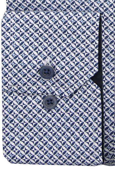 REDMOND Comfort Fit Hemd Langarm New Kent Kragen Muster blau