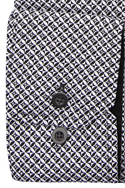 REDMOND Comfort Fit Hemd Langarm New Kent Kragen Muster schwarz
