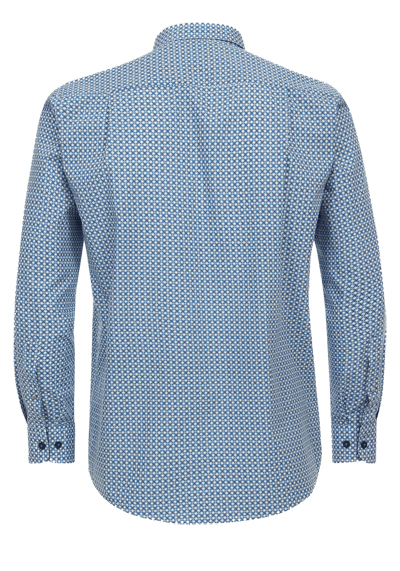 REDMOND Comfort Fit Hemd Langarm Button Down Kragen Muster blau
