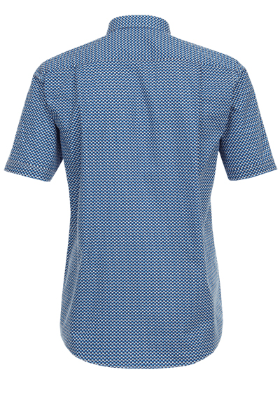 REDMOND Comfort Fit Hemd Halbarm New Kent Kragen Muster blau