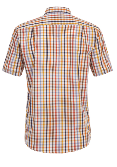 REDMOND Comfort Fit Hemd Halbarm Button Down Kragen Karo orange