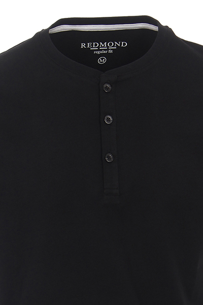 REDMOND Henley Shirt Halbarm Sarafino Ausschnitt schwarz