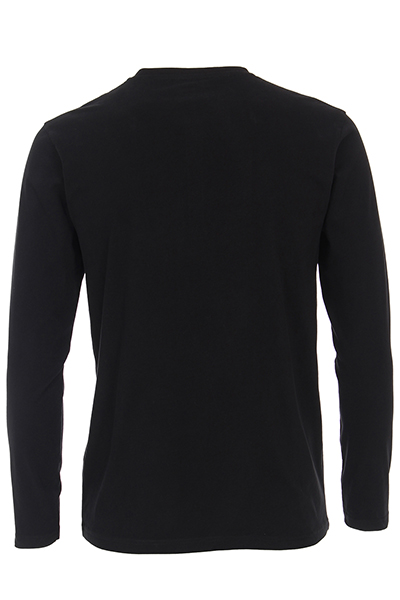 REDMOND Henley Shirt Langarm Sarafino Ausschnitt schwarz