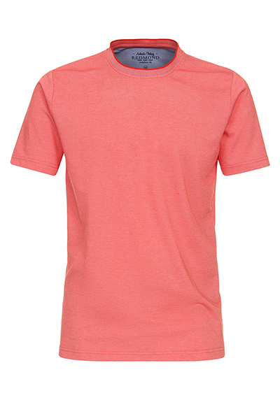 REDMOND T-Shirt Halbarm Rundhals Pique orangerot
