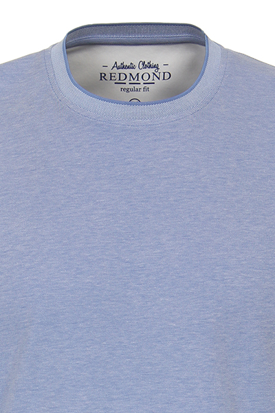 REDMOND T-Shirt Halbarm Rundhals Pique hellblau