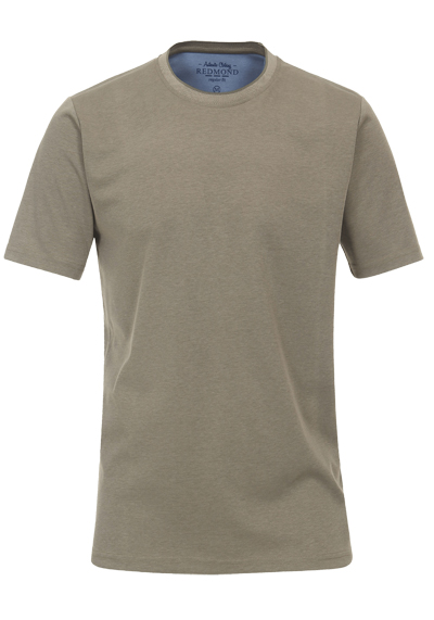 REDMOND T-Shirt Halbarm Rundhals Pique oliv