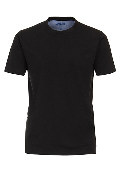 REDMOND T-Shirt Halbarm Rundhals Pique schwarz