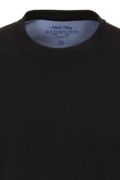 REDMOND T-Shirt Halbarm Rundhals Pique schwarz