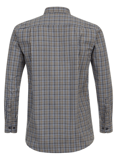 REDMOND Comfort Fit Hemd Langarm Button Down Kragen Karo braun