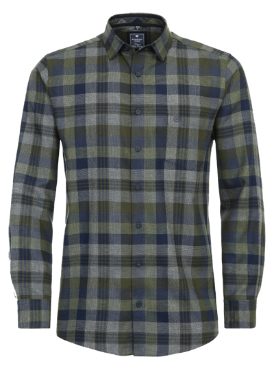 REDMOND Comfort Fit Hemd Langarm New Kent Kragen Flanell Karo grn