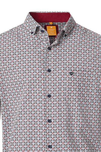 Produktbild f�r 'REDMOND Casual Comfort Fit Hemd Langarm Button Down Kragen Muster rot'