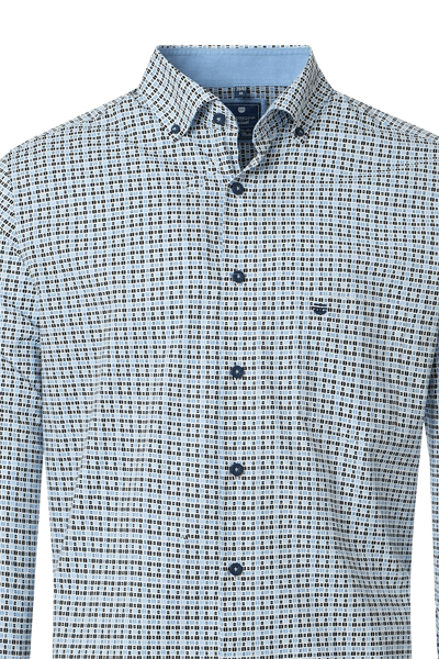 Produktbild f�r 'REDMOND Casual Comfort Fit Hemd Langarm Button Down Kragen Muster blau'