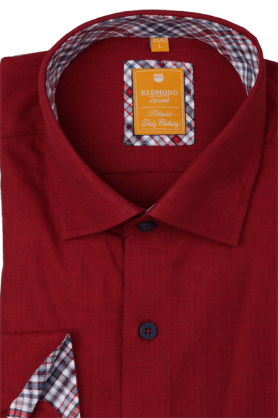 Produktbild f�r 'REDMOND Casual Modern Fit Hemd Langarm New Kent Kragen Fischgrat rot'