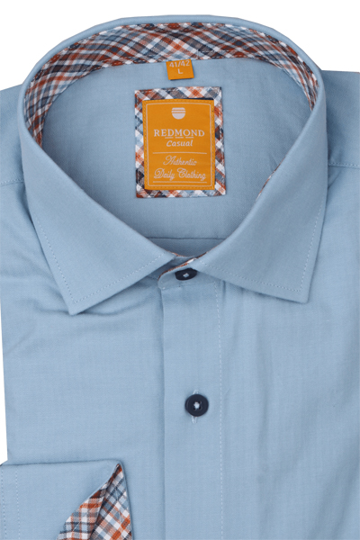 Produktbild f�r 'REDMOND Casual Modern Fit Hemd Langarm New Kent Kragen Fischgrat hellblau'