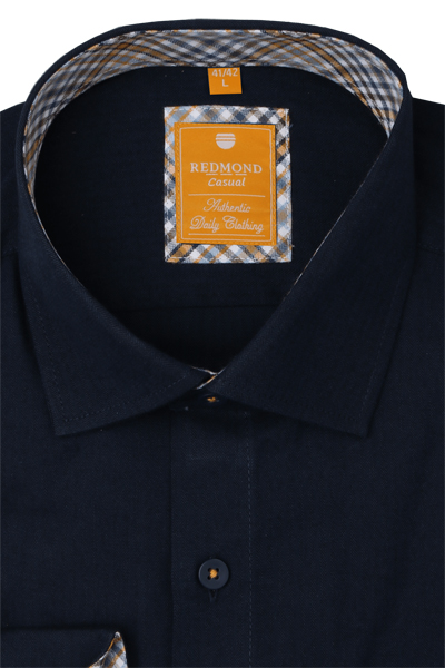 Produktbild f�r 'REDMOND Casual Modern Fit Hemd Langarm New Kent Kragen Fischgrat nachtblau'