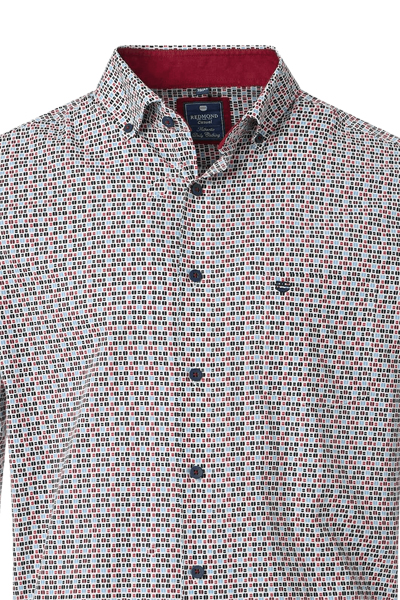 Produktbild f�r 'REDMOND Casual Modern Fit Hemd Langarm Button Down Kragen Muster rot'