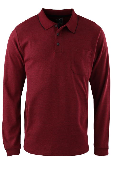 REDMOND Casual Poloshirt Langarm gekn�pfter Polokragen Pique rot preisreduziert