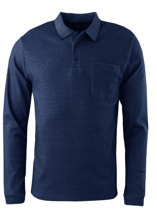REDMOND Casual Poloshirt Langarm gekn�pfter Polokragen Pique navy preisreduziert