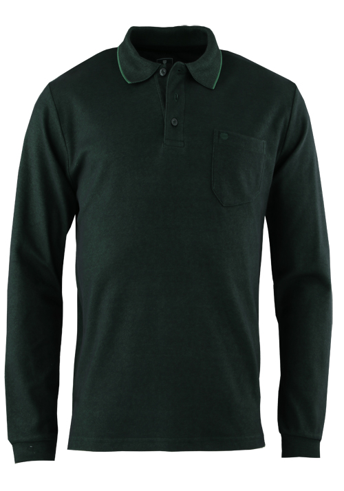 REDMOND Casual Poloshirt Langarm gekn�pfter Polokragen Pique dunkelgr�n preisreduziert