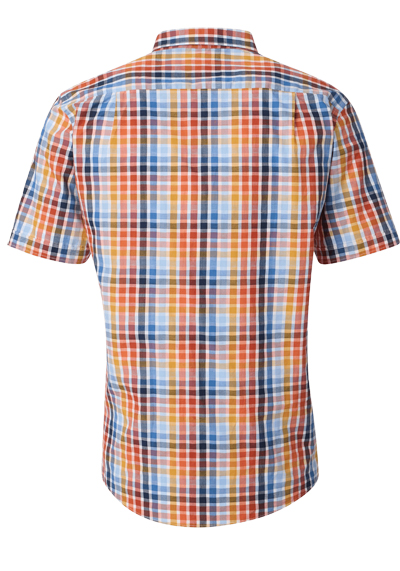 Produktbild fr 'REDMOND Casual Modern Fit Hemd Halbarm Multikaro orange'