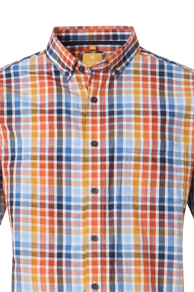 Produktbild fr 'REDMOND Casual Modern Fit Hemd Halbarm Multikaro orange'
