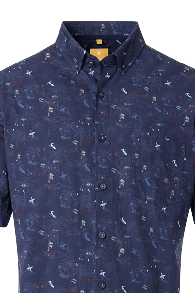 Produktbild fr 'REDMOND Casual Modern Fit Hemd Halbarm Muster blau'