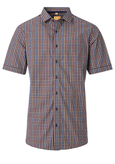 Produktbild fr 'REDMOND Casual Comfort Fit Hemd Halbarm Karo blau'