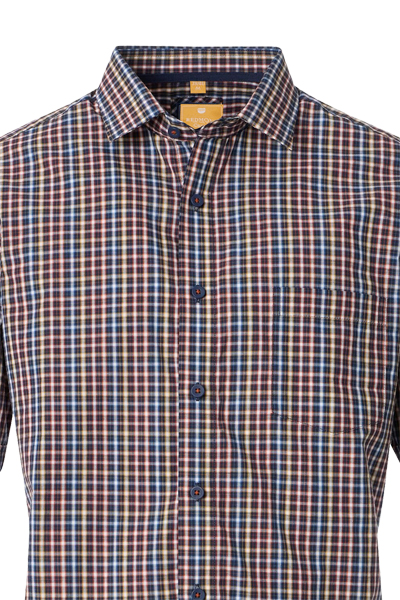 Produktbild fr 'REDMOND Casual Comfort Fit Hemd Halbarm Karo blau'
