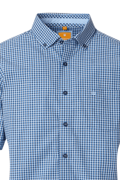 Produktbild fr 'REDMOND Casual Modern Fit Hemd Halbarm Karo blau'