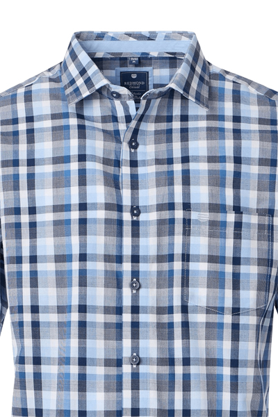 Produktbild fr 'REDMOND Casual Comfort Fit Hemd Halbarm Multikaro blau'