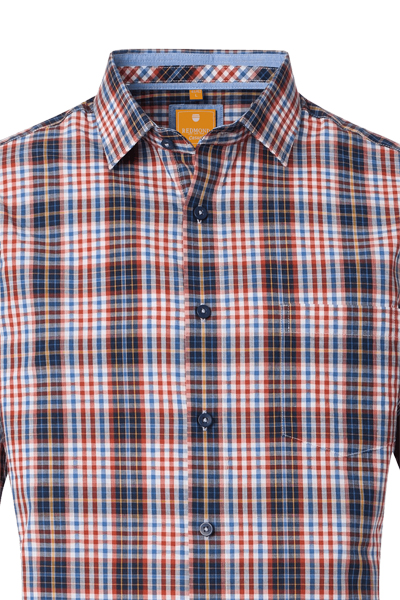 Produktbild fr 'REDMOND Casual Modern Fit Hemd Halbarm Multikaro rot'