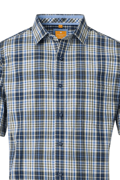 Produktbild fr 'REDMOND Casual Modern Fit Hemd Halbarm Multikaro grn'