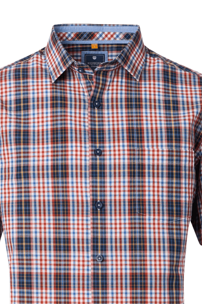 Produktbild fr 'REDMOND Casual Comfort Fit Hemd Halbarm Multikaro rot'