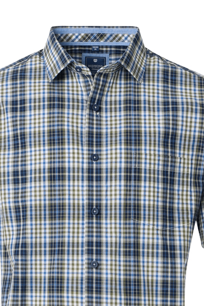 Produktbild fr 'REDMOND Casual Comfort Fit Hemd Halbarm Multikaro grn'