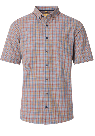 REDMOND Casual Modern Fit Hemd Halbarm Karo orange