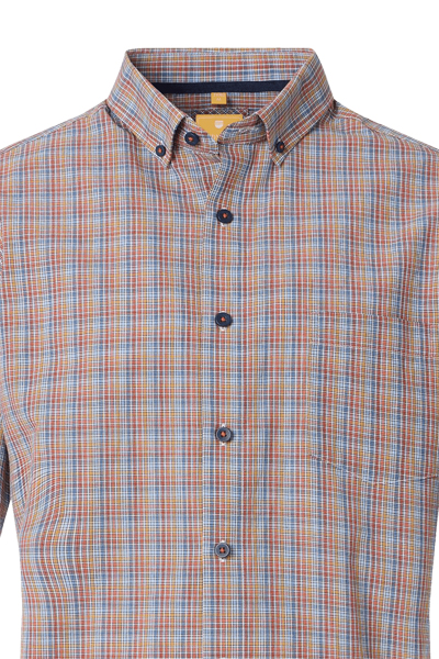 Produktbild fr 'REDMOND Casual Modern Fit Hemd Halbarm Karo orange'