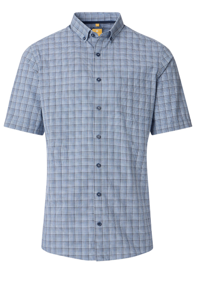 REDMOND Casual Modern Fit Hemd Halbarm Karo blau