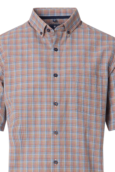 Produktbild fr 'REDMOND Casual Comfort Fit Hemd Halbarm Karo orange'