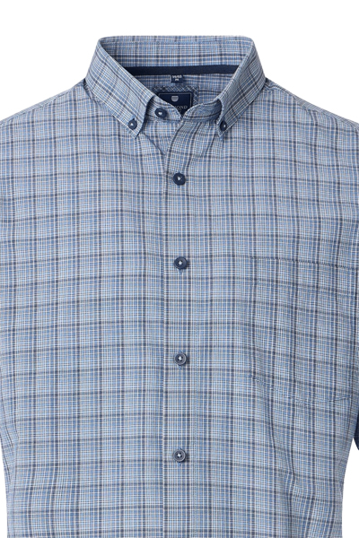 Produktbild fr 'REDMOND Casual Comfort Fit Hemd Halbarm Karo blau'