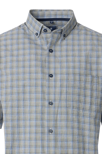 Produktbild fr 'REDMOND Casual Comfort Fit Hemd Halbarm Karo grn'