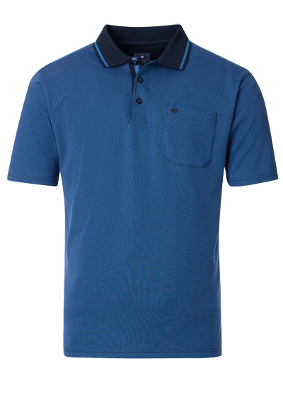 REDMOND Comfort Fit Polo Halbarm Muster blau