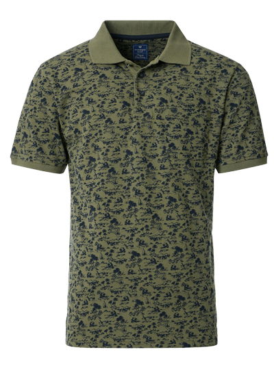 REDMOND Comfort Fit Polo Halbarm Polokragen Muster grn