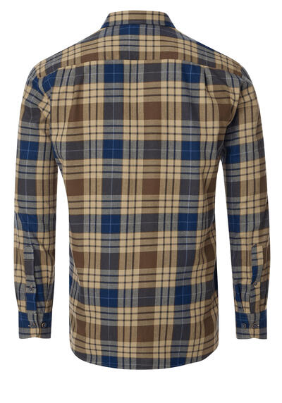 Produktbild fr 'REDMOND Casual Modern Fit Hemd Langarm New Kent Kragen Flanell Karo braun'
